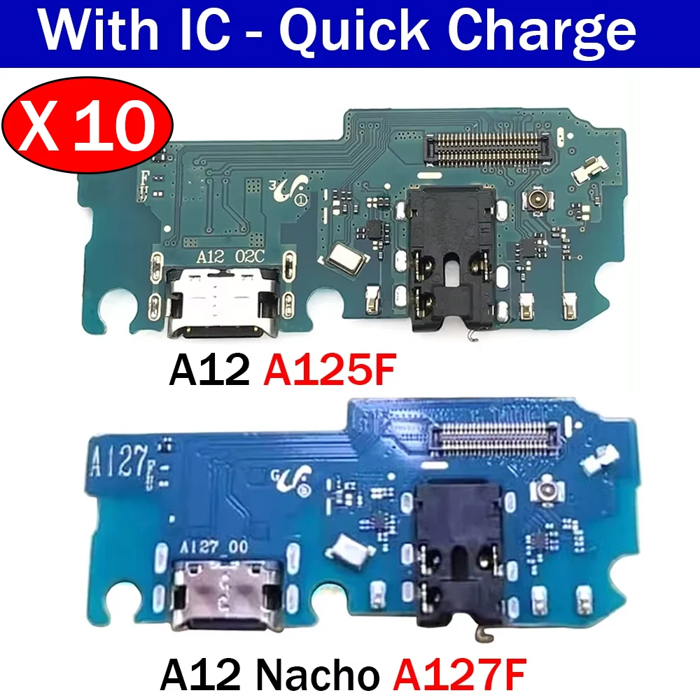 

10 шт., USB-порт для зарядки, разъем для док-станции, зарядная плата, гибкий кабель для Samsung A12 A125 A125F A12s A127 A127F A12 Nacho