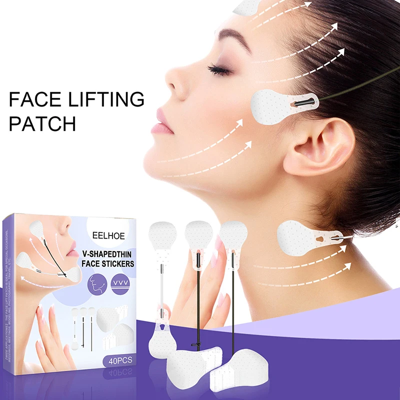 40Pcs Invisible Face Lifting Tape V-Line Patch Bands Thin Face Stickers