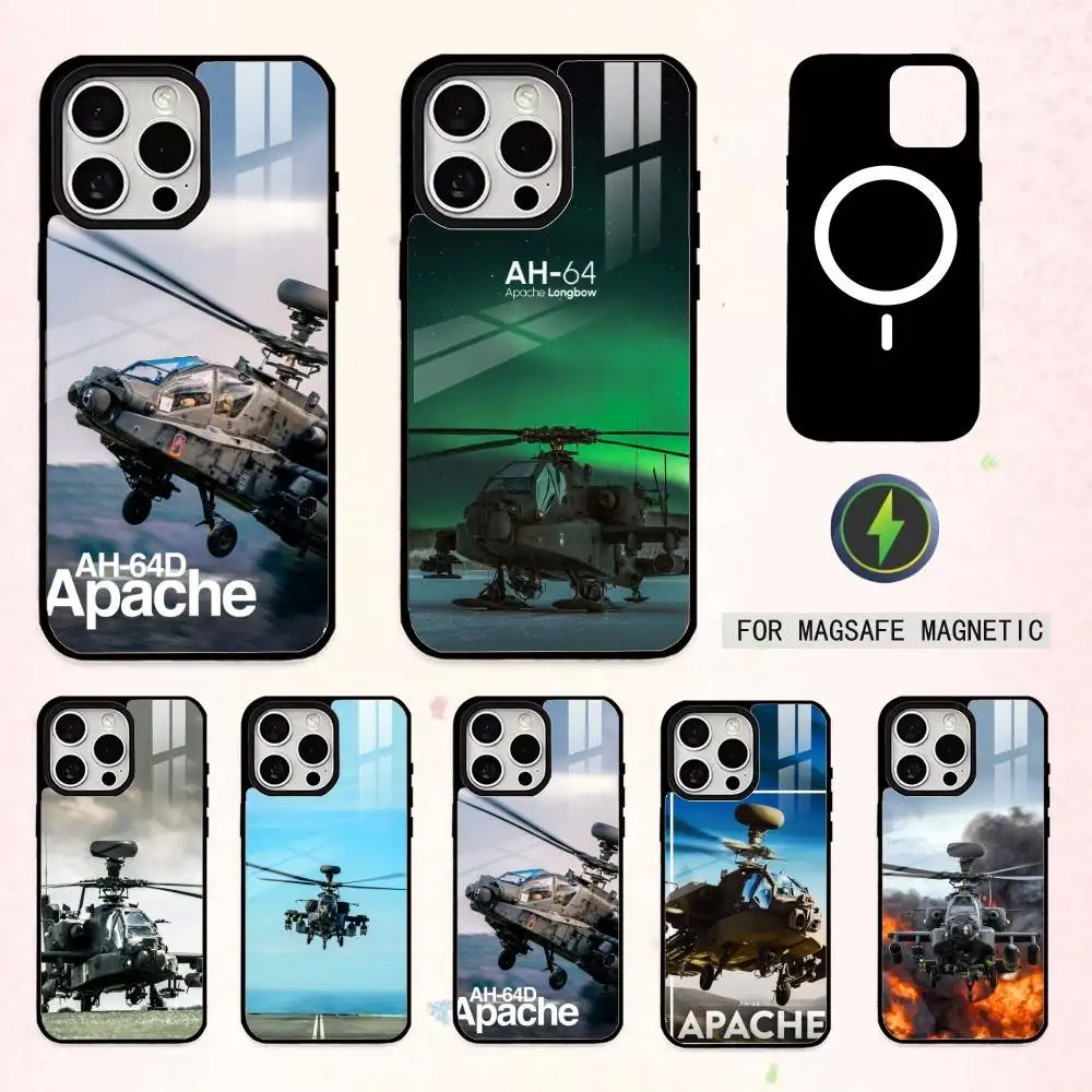 

Apache AH-64 Helicopter Gunships Phone Case For iPhone17,16,15,14,13,12,11 Plus,Pro Max Magnetic For Magsafe Wireless Charging