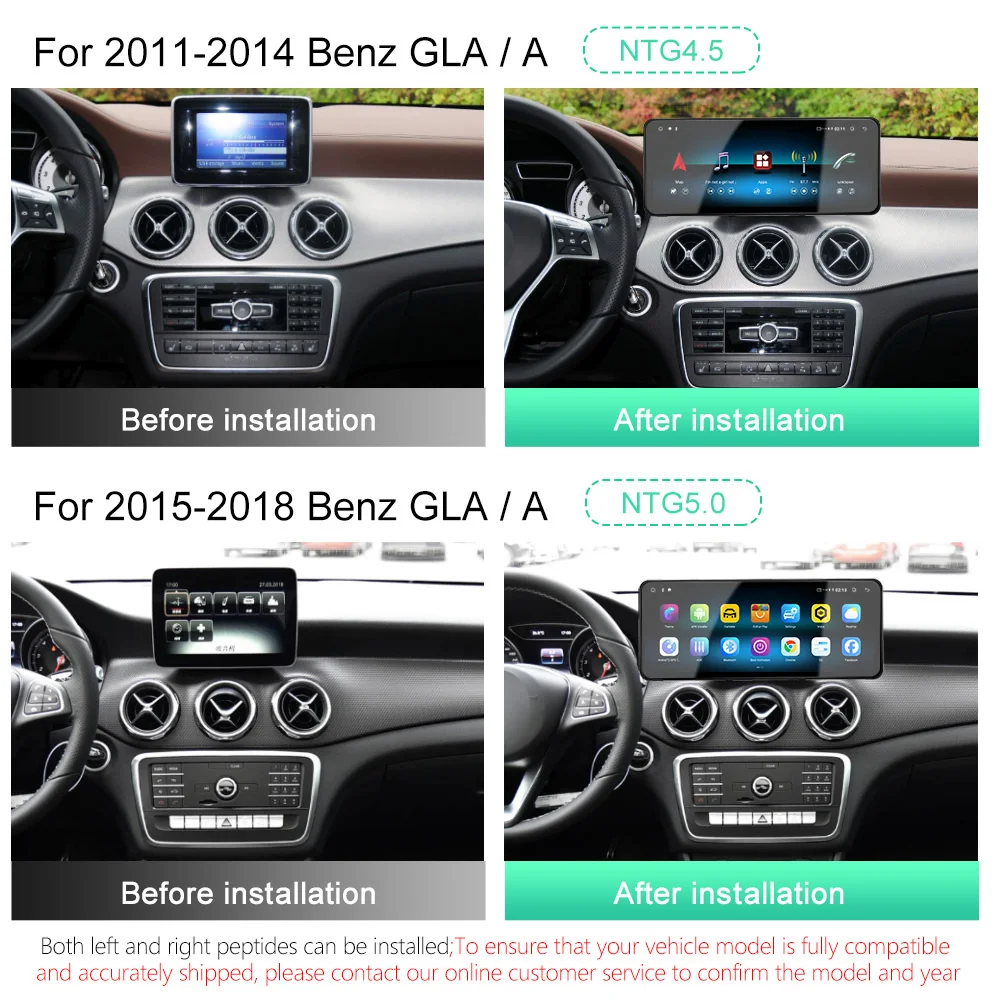 Wireless CarPlay and Android Auto In-car Multimedia Screen Compatible with 2013-2019 Mercedes-Benz CLA and GLA W176 W246 Models