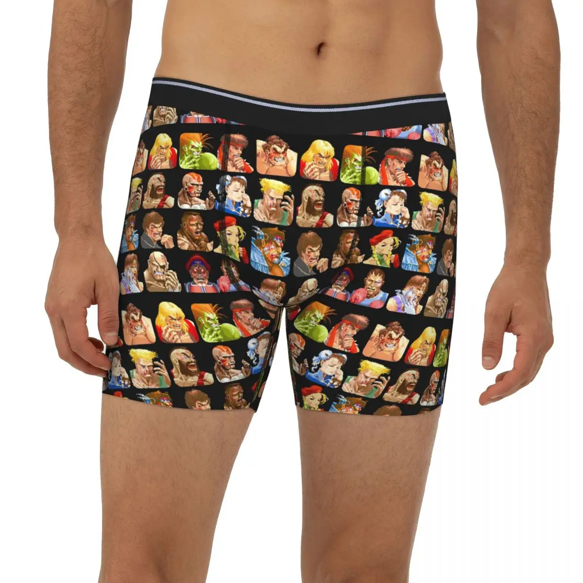 

Long Boxer Underpants Shorts Defeated Portraits Super Street Fighter Panties Men Breathable Underwear for Homme Man Boyfriend