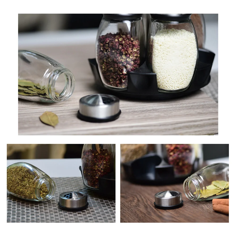 

Разделительная конструкция, вращающаяся банка для специй, стеклянная коробка для приправ, легкий уход, аккуратные кухонные принадлежности для хранения, экологическое здоровье