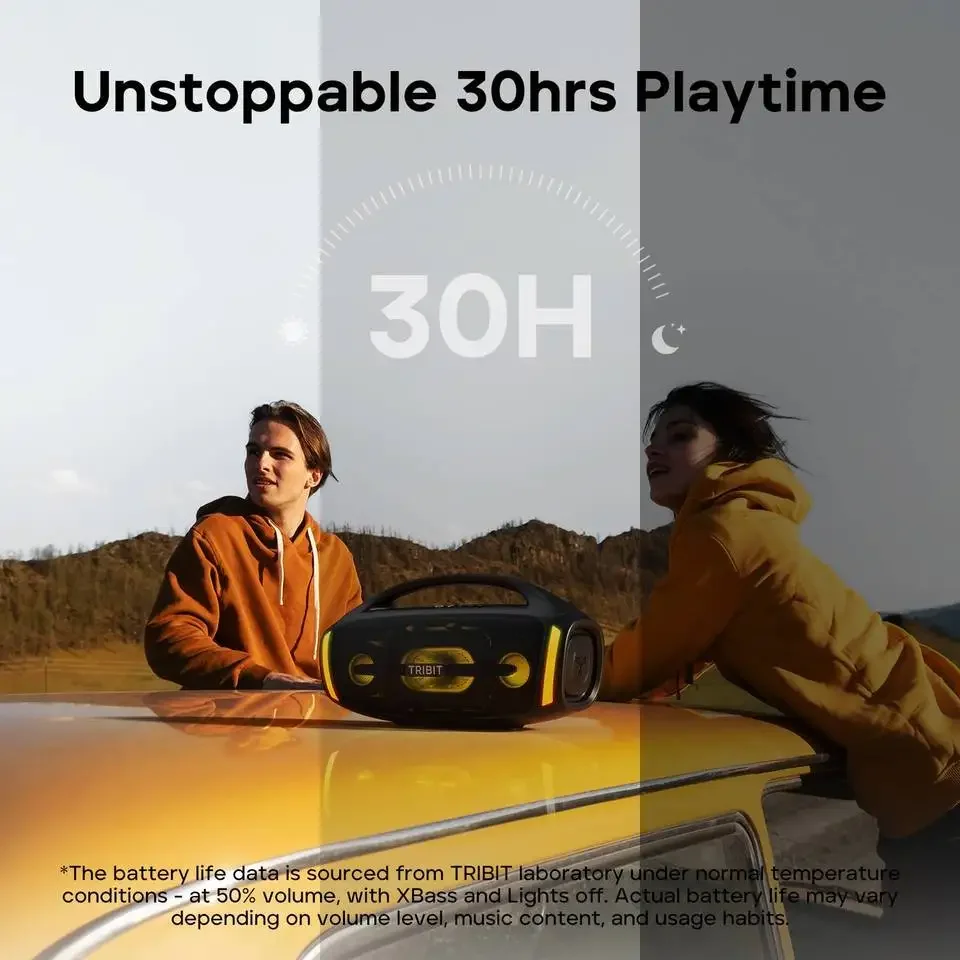 

TRIBIT StormBox Blast 2 for Speaker 200W Subwoofer Outdoor IP67 Party Speaker Built-in Mic 3-5H Playtime RGB LED Battery