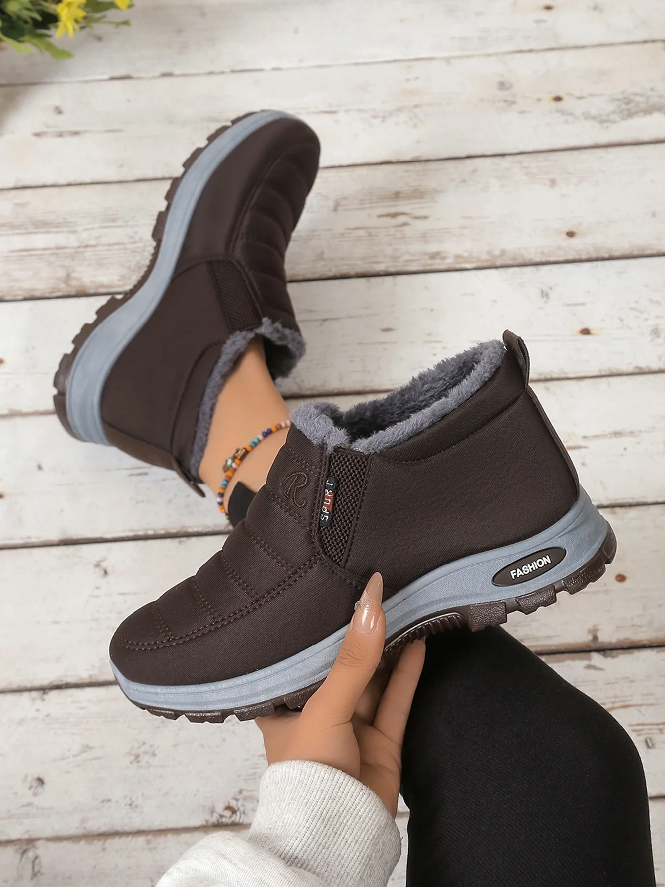 Paar-Schuhe, Freizeitschuhe für Damen und Herren, warm, mit Fleece gefüttert, verstärkt, rutschfest, leichte Schneestiefel mit kostenlosem Versand. – Detail 25