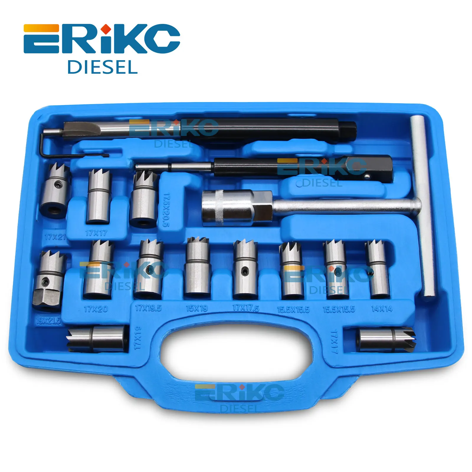 17PCS Diesel Injector Nozzles Tool Set Injector Seat Cutter & Cleaner Reamer for Injector Universal Automotive Service Tools
