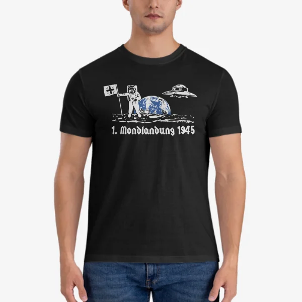First Moon Landing 1945 Wh Haunebu Flight Disc UFO Husten T Shirt 13576