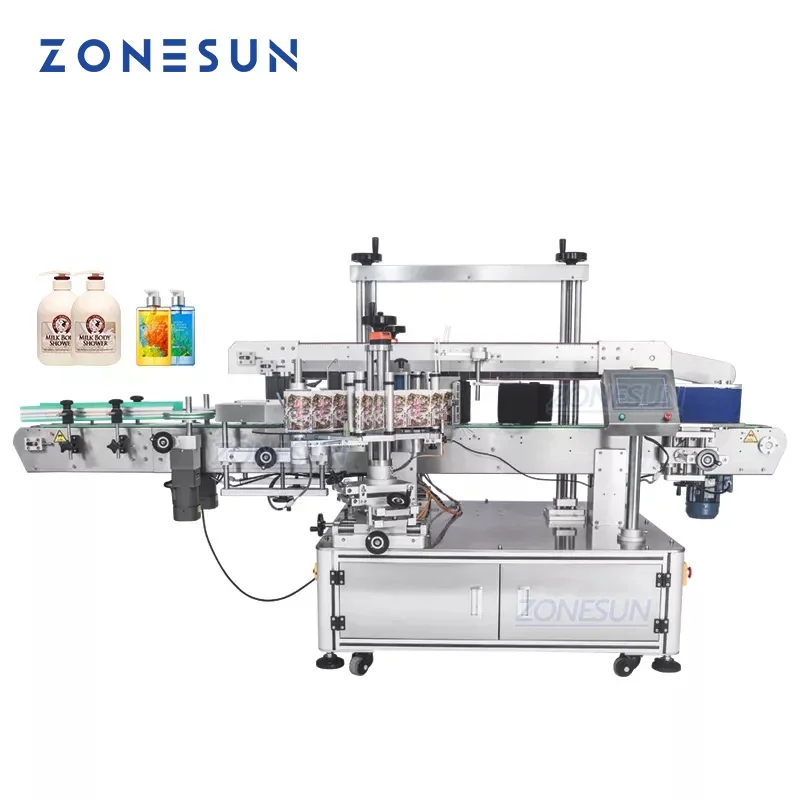 ZONESUN ZS-TB963 Automatic Round Bottles Labeling Stickers Printing Machine Large Rolling Shampoo Bottle Oval Square Bottle Date