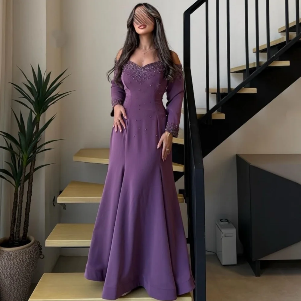 Moda personalizada elegante jérsei beading ruched sereia fora do ombro vestidos longos sob medida vestidos de ocasião tamanhos disponíveis