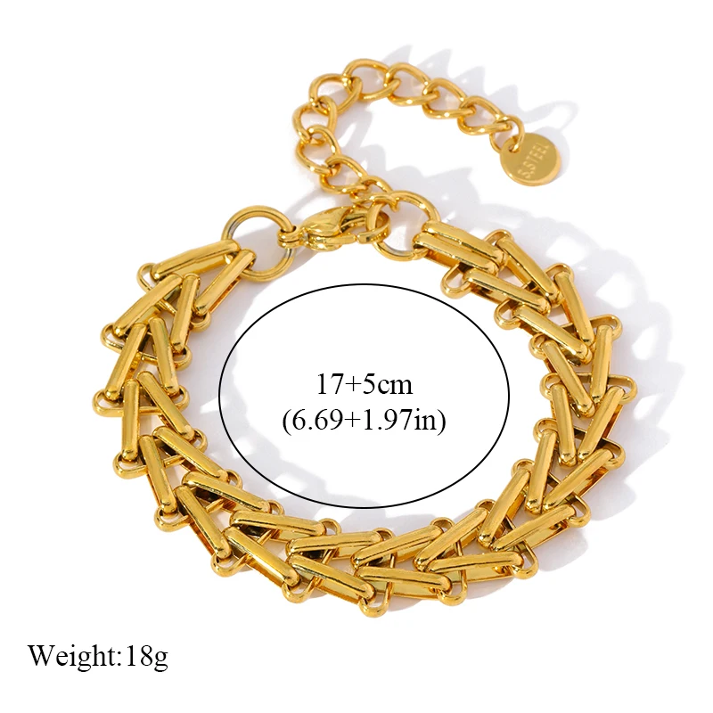 EILIECK 316L Edelstahl Geometrisches Dickes Kettenarmband für Damen, Trendiges 18K Vergoldetes Wasserdichtes Schmuckgeschenk – Detail 6