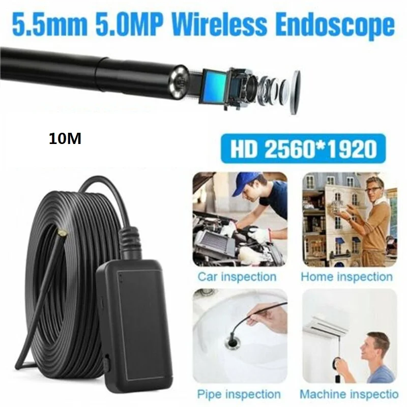 

5.5mm 2/5/10 meters 6LED Industrial Endoscope 1080P Wifi wireless HDBorescope Inspection Camera for iPhone Android iOS