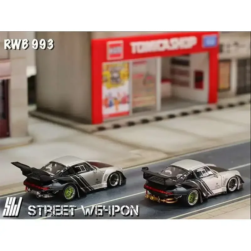 In Stock SW 1:64 RWB 993 Matte Silver Cyberpunk Car Model Collection Toy Diecast Diorama Street  Warrior