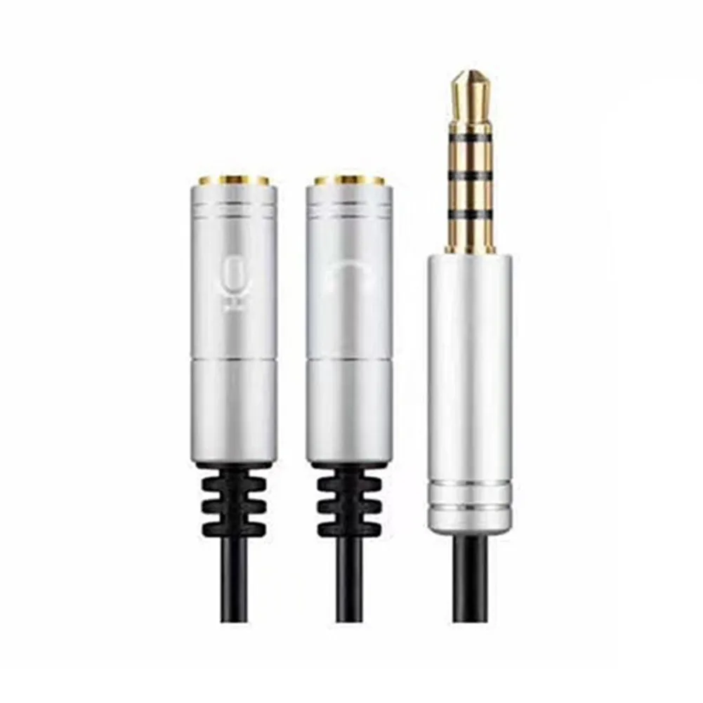 3.5mm TRRS to Dual 3.5mm Female Y Splitter Cable for Connecting Two Headphones or Speakers to Single Audio Output view 3