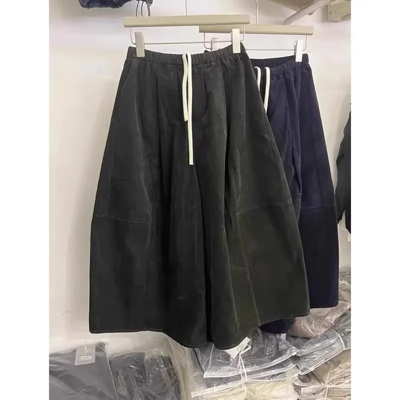 

Men's Vintage Corduroy Wide Leg Pants High Waist Loose Fit Autumn Winter plus Size 300 Pou Casual Nine-Piece Trousers