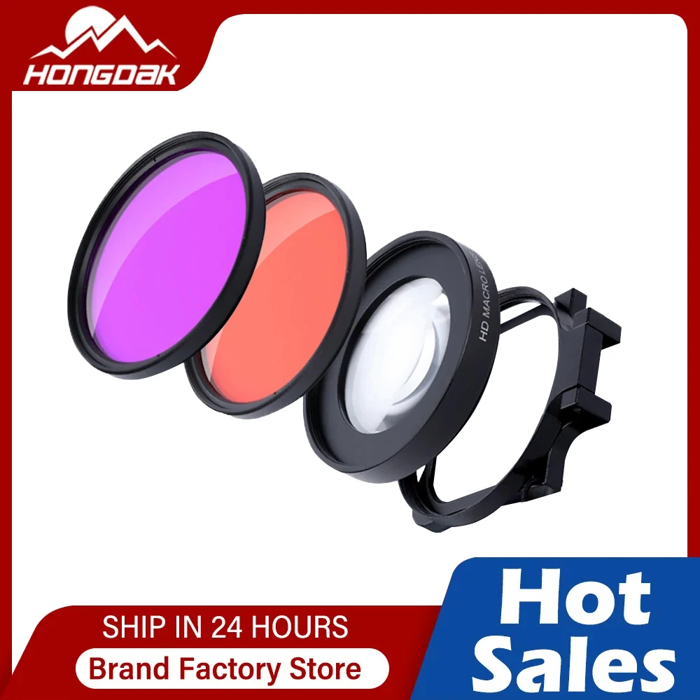 16X Macro Waterproof Filter for GoPro 11 10 9 8 Black Original Submersible Fuchsia Filter + Lens Cap + Action Camera Accessory