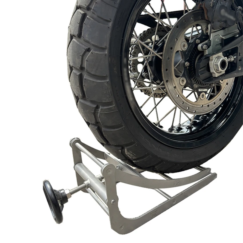 

Подставка для снятия задней шины мотоцикла, специальный вспомогательный инструмент для разборки шин, нержавеющая сталь, матовое серебро/черный