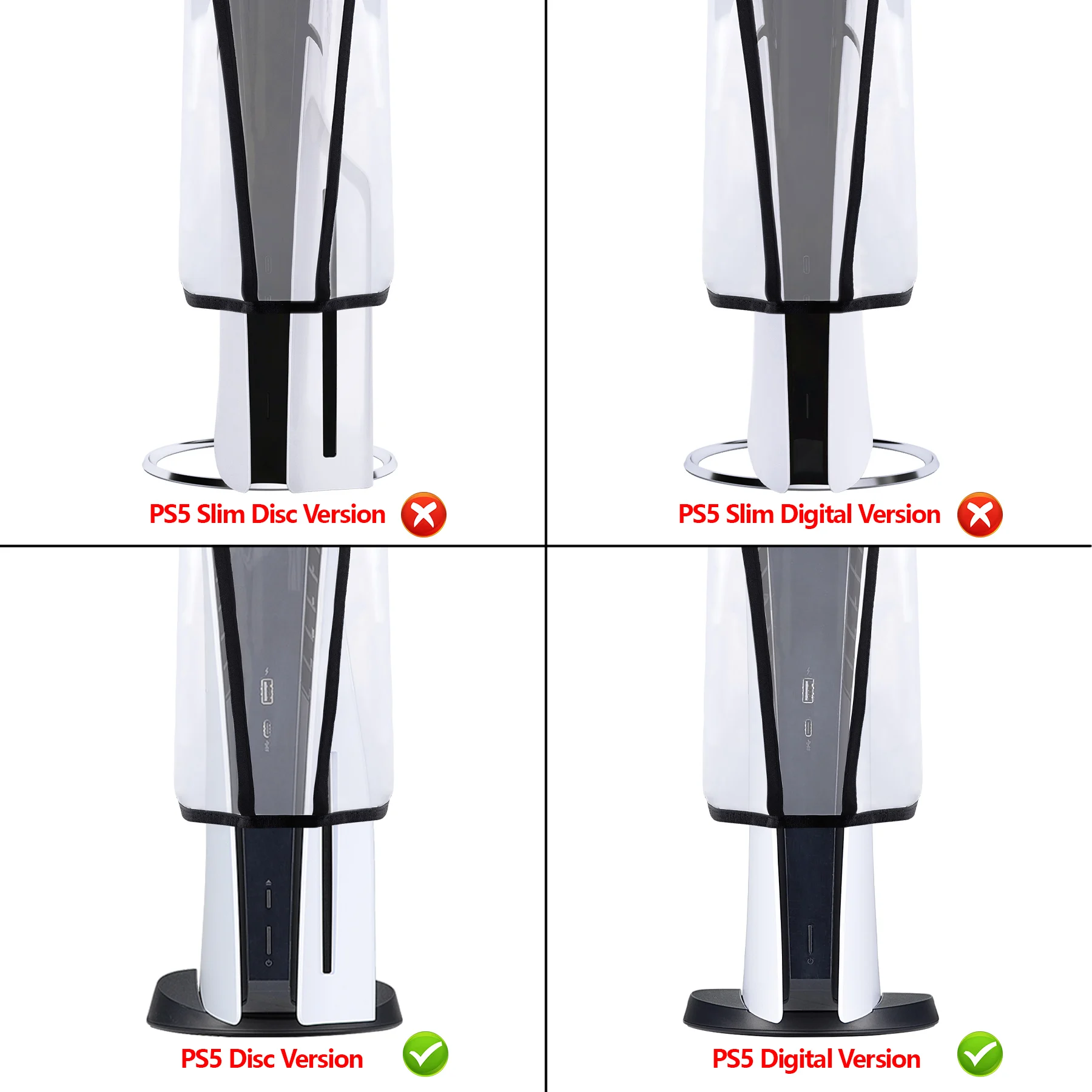 PlayVital 투명 먼지 커버, 방수 먼지 가드, 스크래치 방지 슬리브, ps5 콘솔 디지털 에디션 및 디스크 에디션