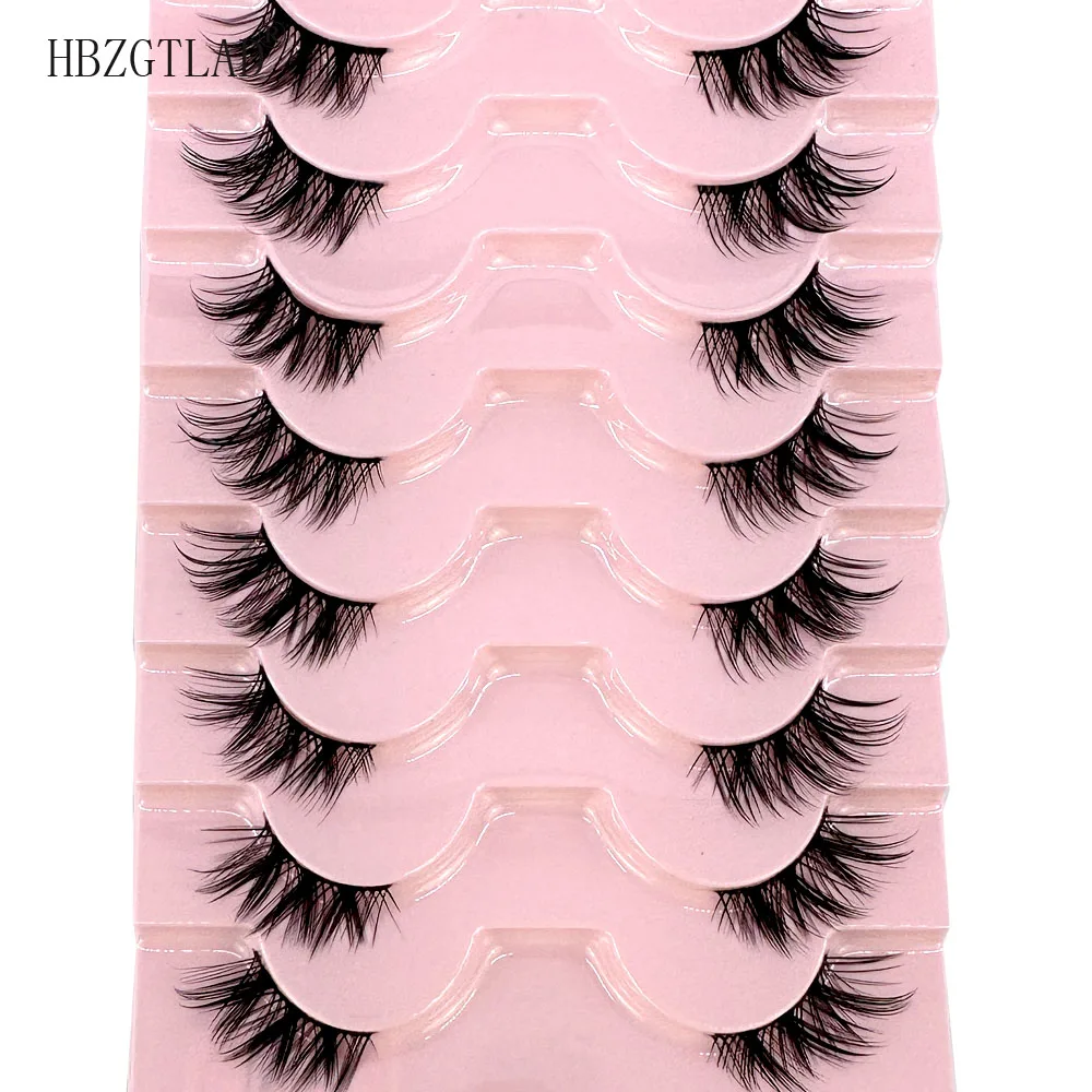 8Pairs Cat Eye Half Lashes Natural Wispy Soft Fluffy Half Mink Lashes Fox Eye Reusable False Eyelashes Eyelash Extension Makeup