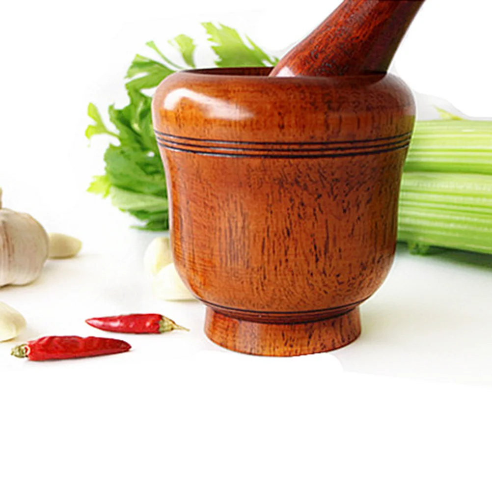

Wooden Set Spice Pestle Wooden Garlic Pugging Pot Set Garlic Pounder Mortar Bowl Easy Clean Kitchen Pharmacy Tool