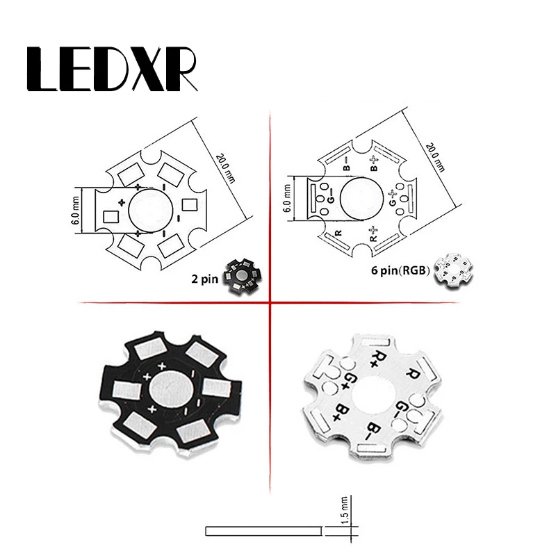 3W high power red/yellow/blue/green/white/warm white/cool white/UV/full spectrum LED emission lamp + 20mm Star PCB