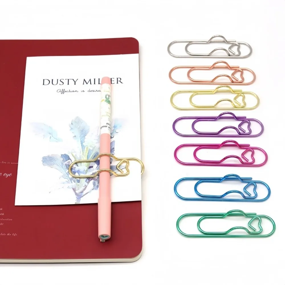 Colorful Heart Shaped Multifunctional Metal Pen Clip Is Suitable for Diaries Books Planners Writing Tablets Office Supplies