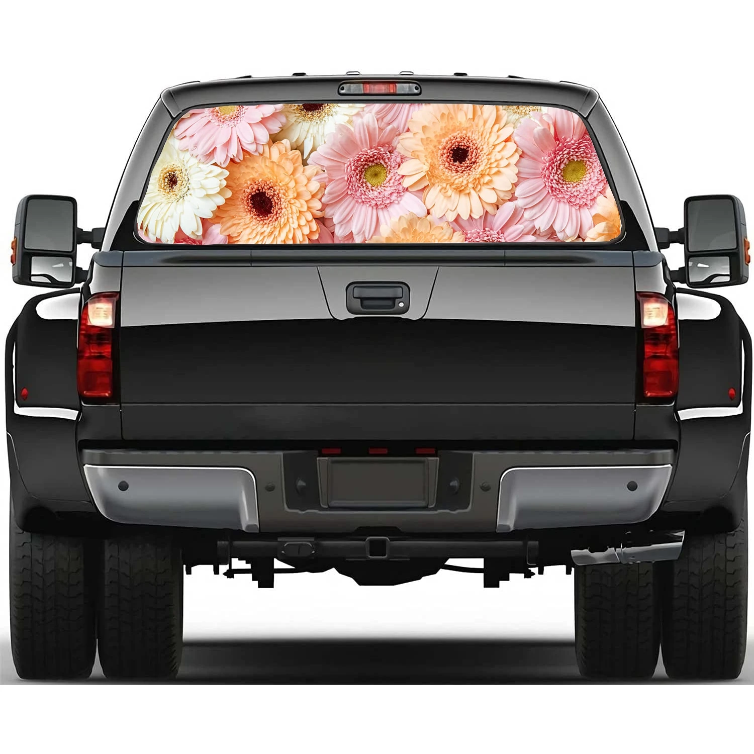 Colorful Daisies Car Accessories Rear Windshield Sticker Truck Window See Through Perforated Back Window Vinyl Decal Decoration