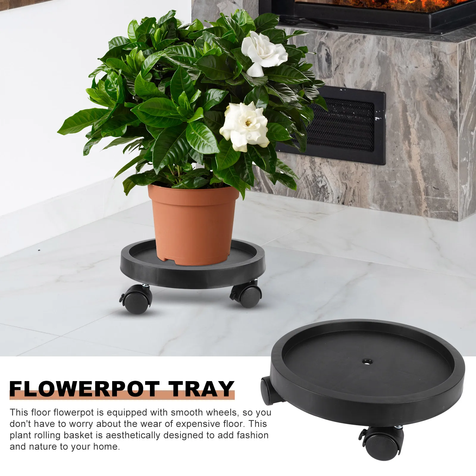 

Flowerpot Tray Durable Plastic Plant Pots Storage Rack Round Holder Wheel Smooth Moving Protect Floor Stylish Design