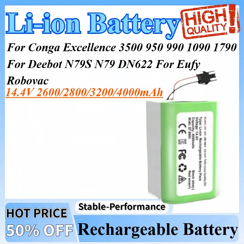 

14.4V Vacuum Cleaning Robot Battery For Conga Excellence 3500 950 990 1090 1790 For Deebot N79S N79 DN622 For Eufy Robovac