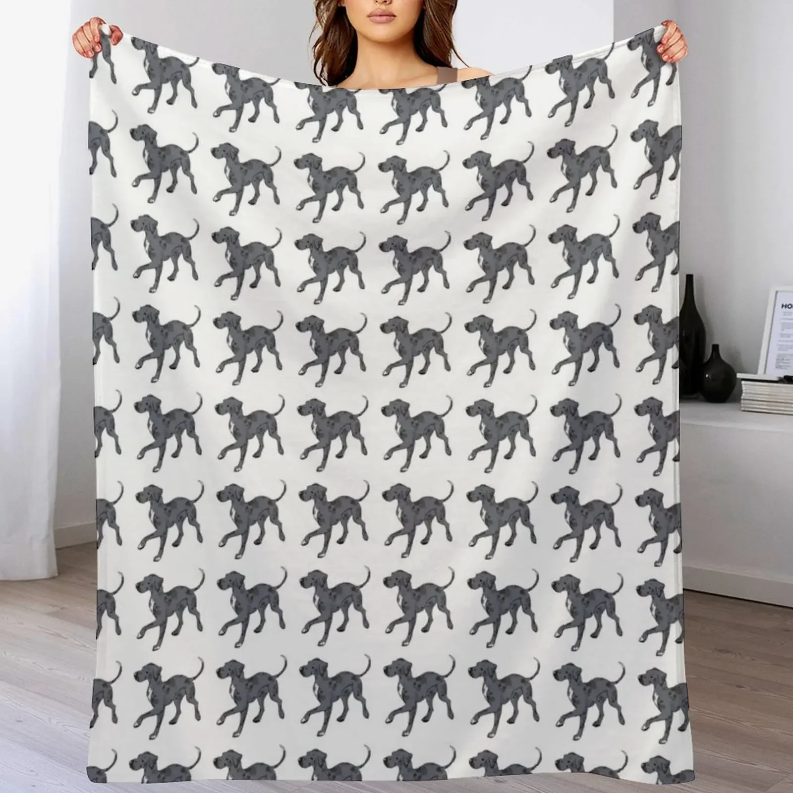 

Great Dane - Merle (Natural) Throw Blanket Multi-Purpose Hairy halloween Soft Big Blankets