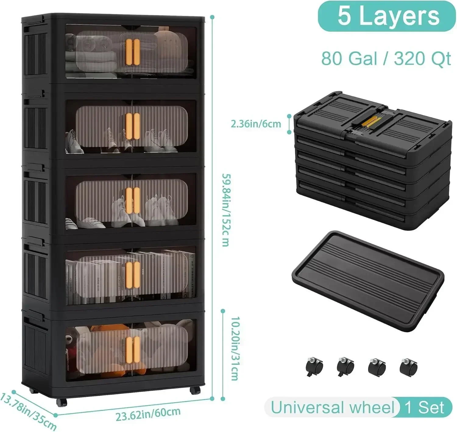 [Free Shipping, New Arrival!]Closet Organizers and Storage, Plastic Cabinet, Stackable Storage Bins, Open Front with Magnetic Do