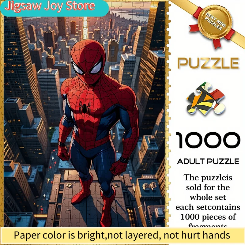 

Бесшовный пазл на тему Marvel Z10.18-91, Человек-паук, смотрящий на городской пейзаж - прочный утолщенный пазл для самостоятельной сборки, головоломка для взрослых