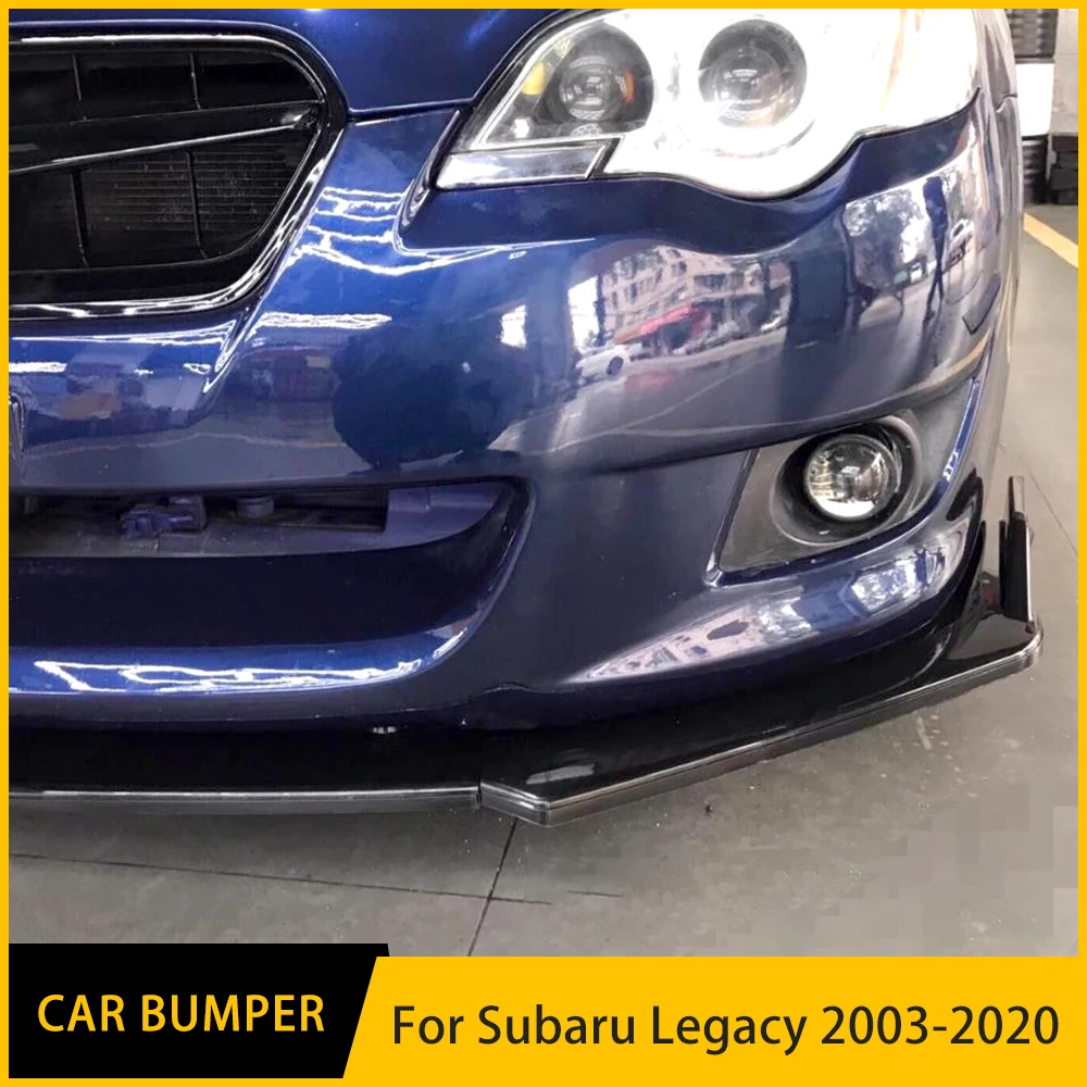 For Subaru Legacy Accessories 3Pcs Carbon Black Car Front Bumper Split Lip Body Kit Spoiler Racing Separator Diffuser 2003-2020