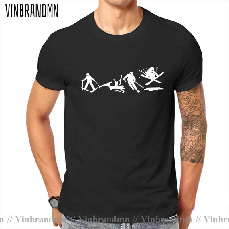 Evolution Ski Funny Printed T Shirts Men Summer Short Sleeve T-shirt Cotton Skiing Gift For Boyfriend Husband Tops Tee
