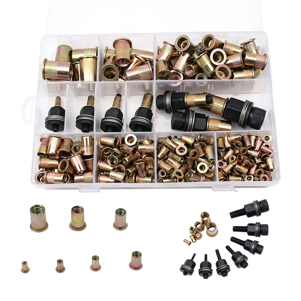 Automotive Riveting Nut Tool Kit Galvanized Steel Threaded Inserts Fastener Sheet Metal Repair Manual Applicator Set