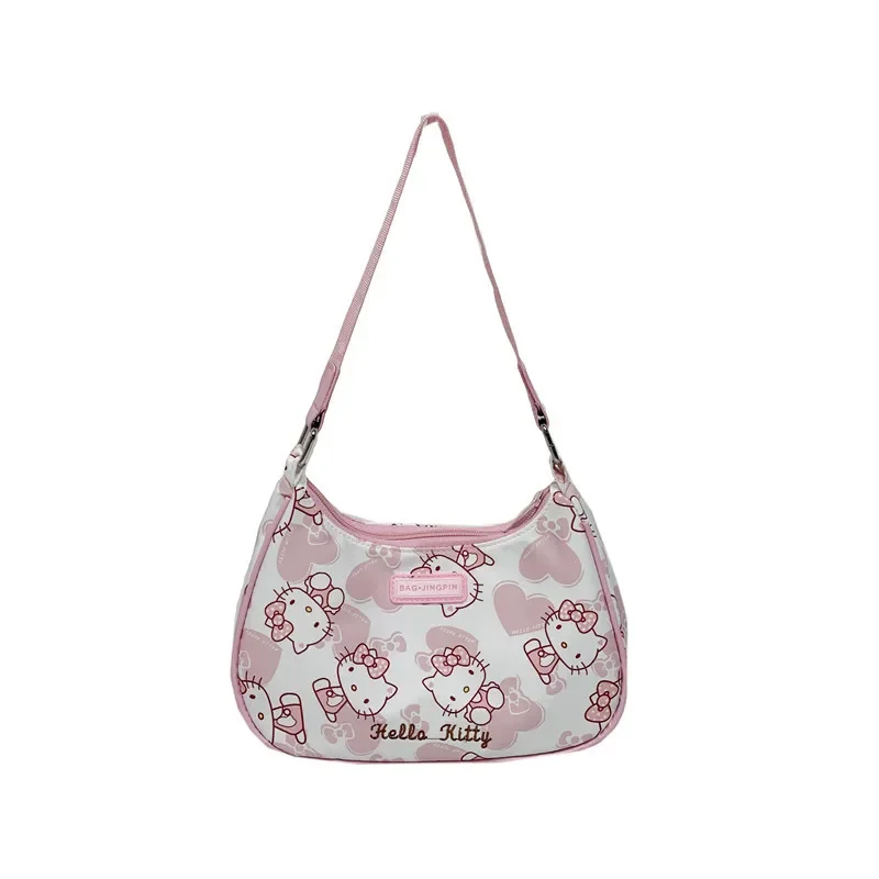 Sanrio-Bolso de hombro de Hello Kitty para mujer, bolsa de mano informal con estampado de dibujos animados, gran capacidad, regalo