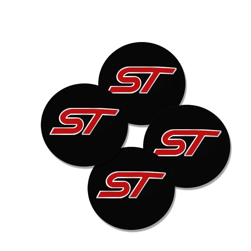 4Pcs 56mm ST Emblem Car Wheel Center Cover Stickers Hub Cap Decal For Focus Edge Mondeo Puma Fiesta Kuga Accessories