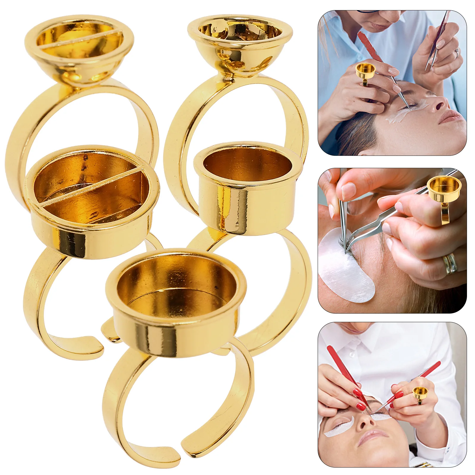 

5pcs Eyelash Ring Cups Extension Holders Lash Finger Rest For Extensions Lightweight Ergonomic Design Beauty Supplies Tool