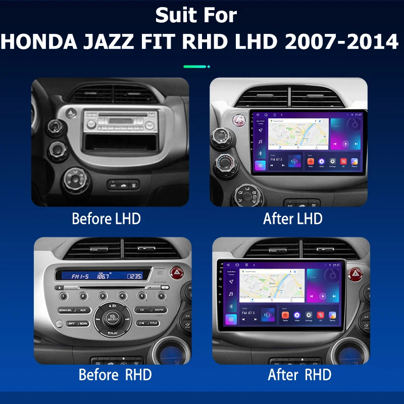 10.1'' Android 12.0 Car Radio for HONDA JAZZ FIT RHD LHD 2007-2014 GPS Navigation Multimedia Player Carplay Stereo Head Unit