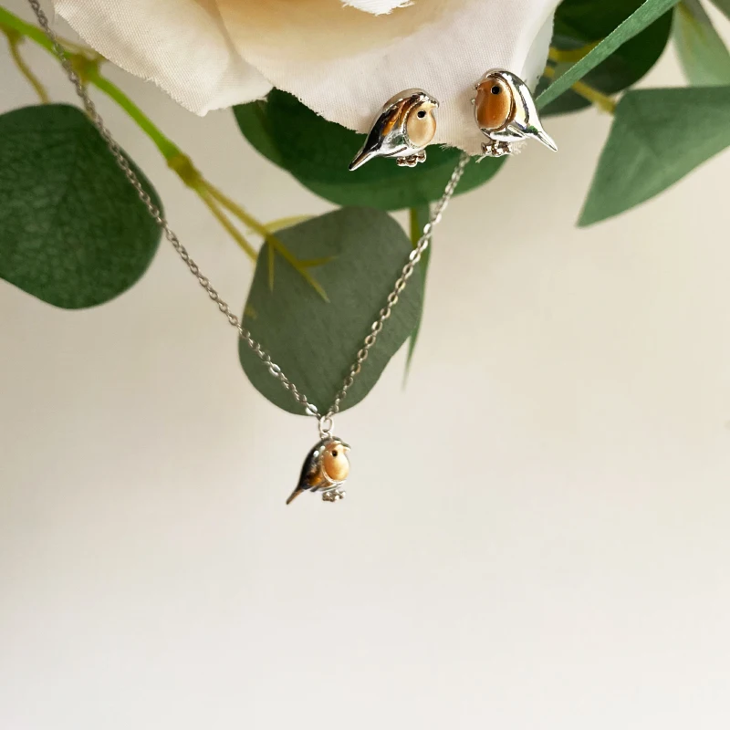 مجموعة مجوهرات قلادة وأقراط على شكل طيور من DaintyDropshipping - إكسسوارات متطابقة لموضوع الطيور للنساء #6