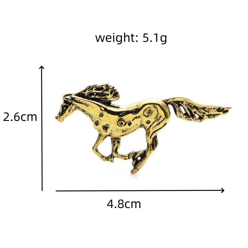 Wuli&baby Vintage Racing Horse Gold Color Brooch Pins Jewelry Accessory Gift Animal Metal Badge Pin For Suit