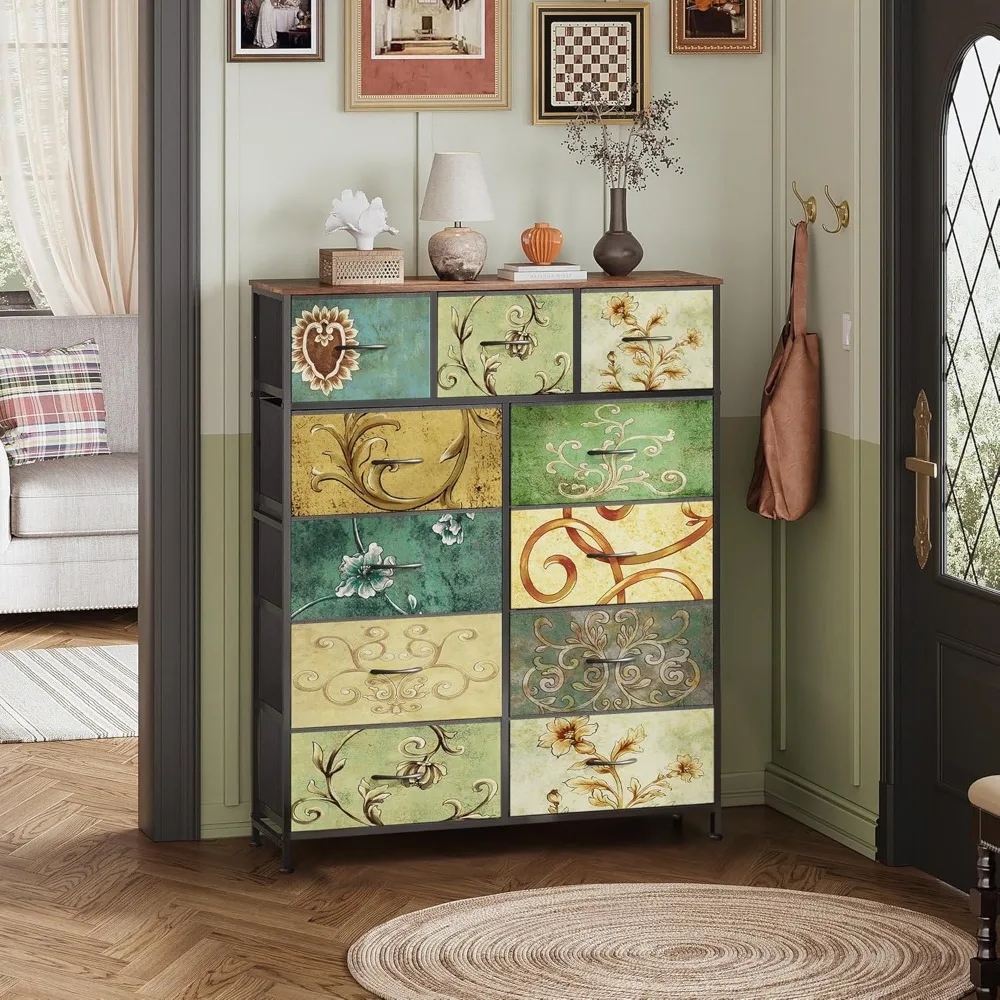 Organizer do przechowywania z materiału z metalową ramą, wysokie szuflady do efektywnego organizowania