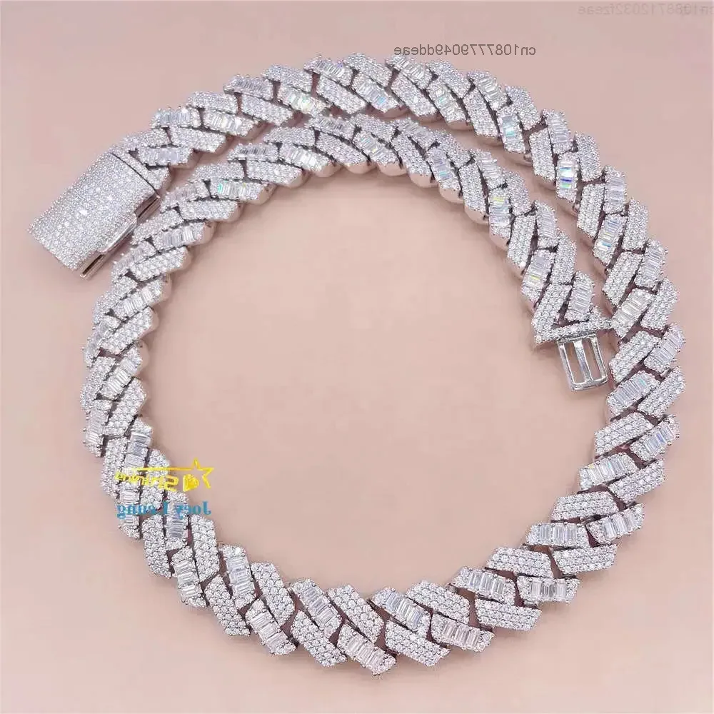 

Bling 18k Gold Plated 925 Silver Iced Out Diamond Moissanite Hip Hop Jewelry Men Custom Cuban Link Chain Necklace