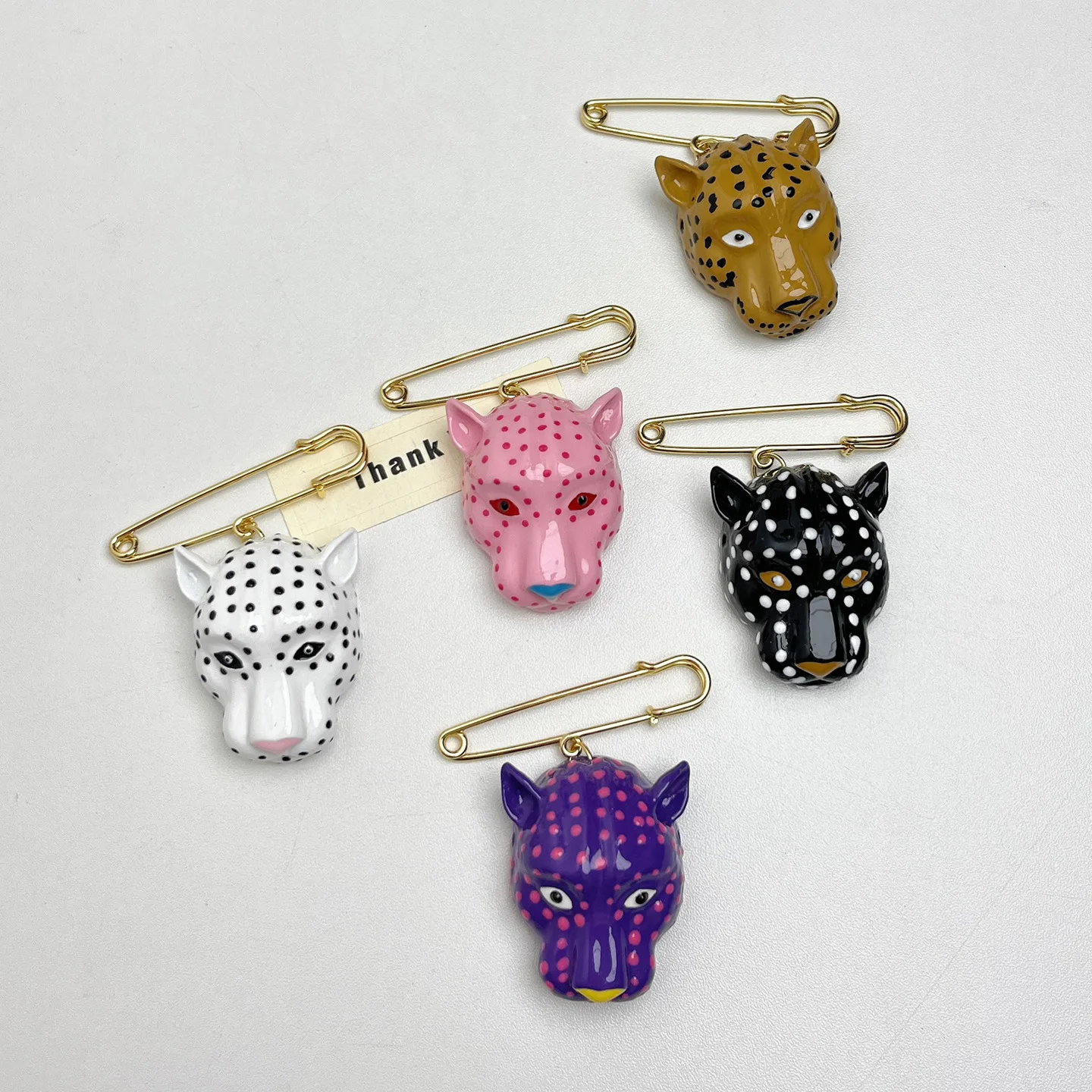 Exaggerated Enamel Leopard Head Earrings Necklace for Women Luxury Heavy Workmanship Unique Jewelry Ear Decor Gifts Accessories