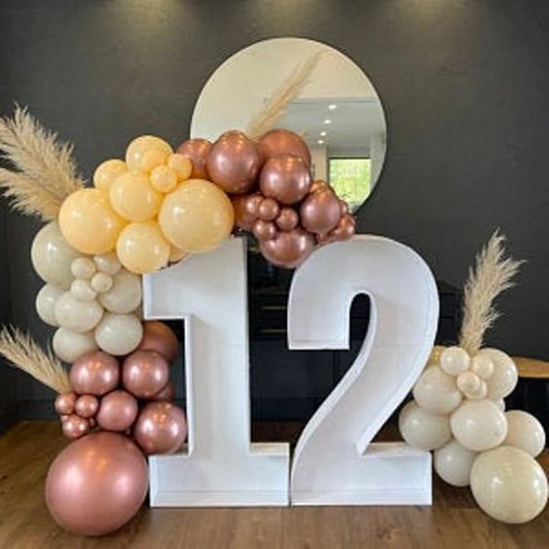 73/100cm Blank Giant Big Number 0-9 Balloon Filling Box Mosaic Frame Balloons Stand Kids Adults Birthday Anniversary Party Decor