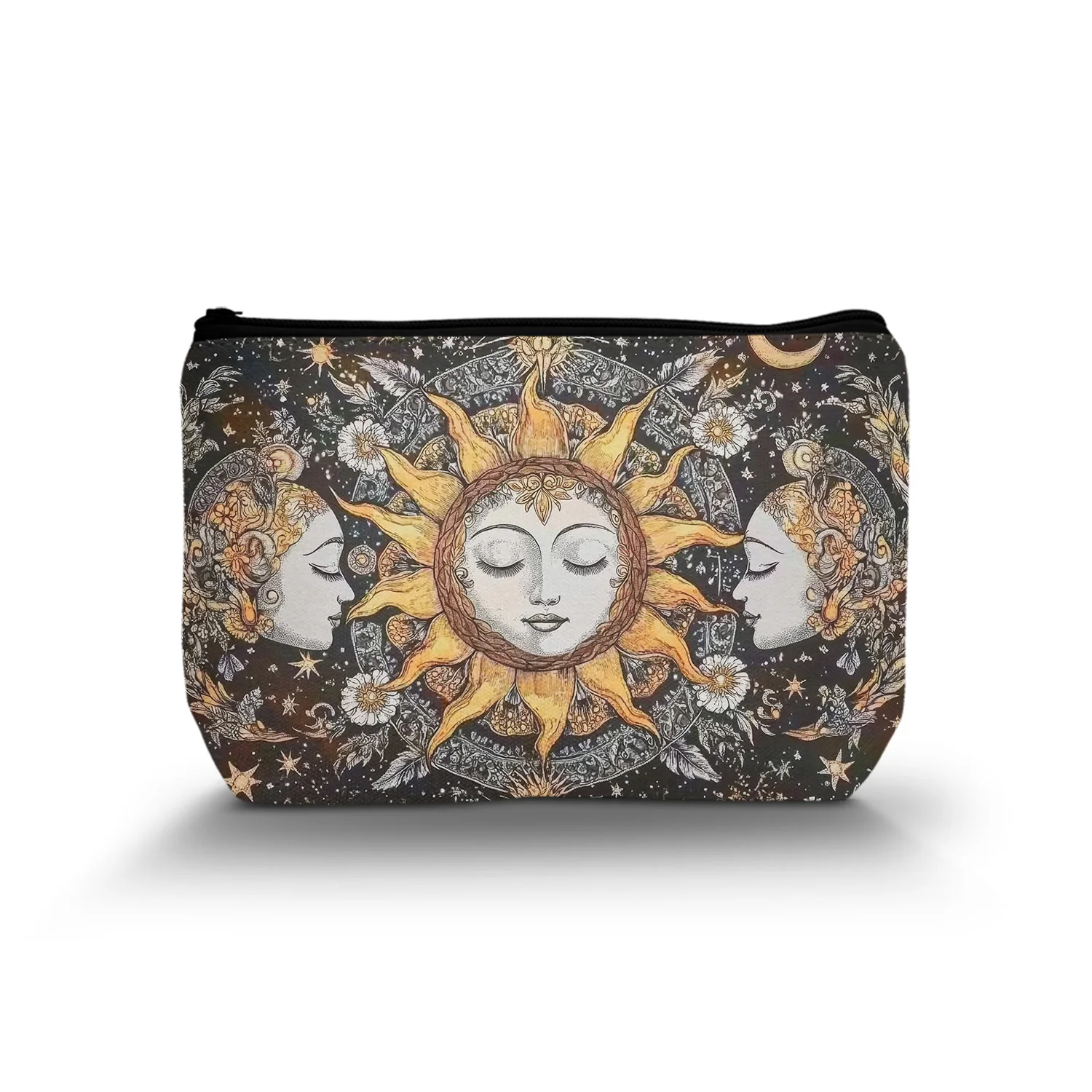 1Pc Beautiful Sun And Moon Vintage Cosmetic Bag Durable And Fashionable Women'S Cosmetic Bag Suitable For Daily And Travel