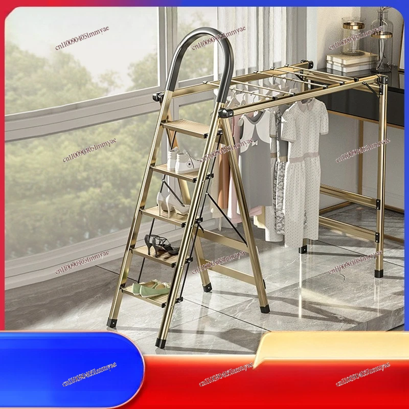 Thickened Aluminum Alloy Multi-Functional Folding A-Frame Step Ladder Dual Purpose Indoor Garment