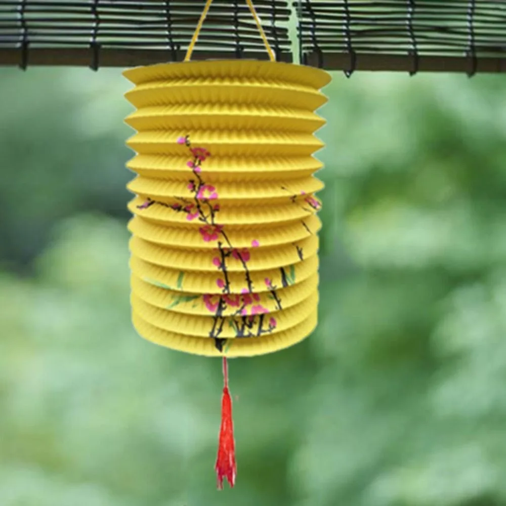 Paper Organ Lantern Cylindrical Foldable Hanging Lantern Printed Chinese Style Middle Autumn Festival Lantern Spring Festival