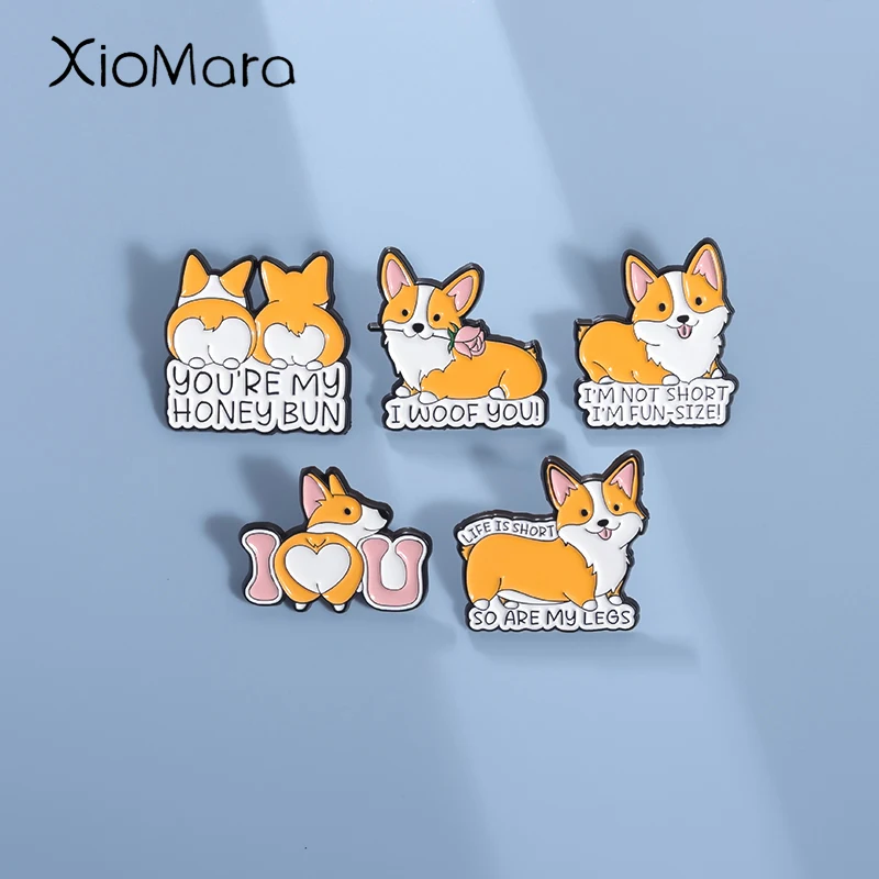 لطيف فصيل كورجي الكلب المينا دبابيس مخصصة أنت بلدي العسل الكعك دبابيس التلبيب شارات الكرتون مجوهرات بأشكال حيوانات هدية للأطفال الأصدقاء