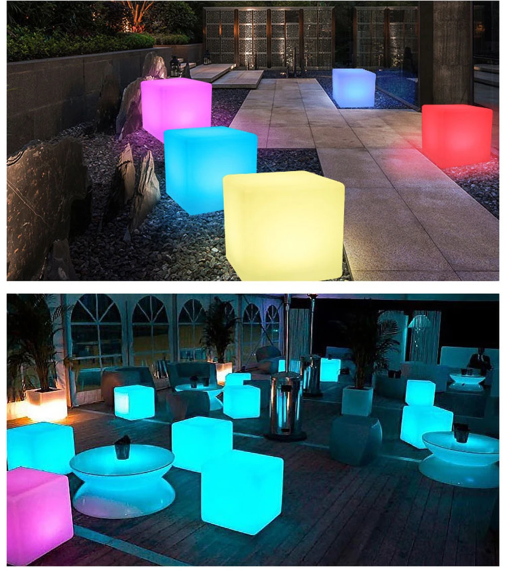 

LED Cube Night Light RGB Courtyard Lamp Garden Decoration Table Lamp for KTV USB Recharge Bar Light Outdoor Garden Light
