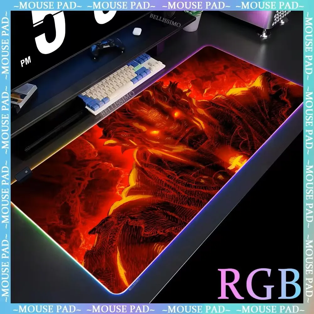 

S-Street F-Fighter R-Ryu XXL Mouse mats Luminous Desk Mat RGB Computer Laptop Anime Keyboard Mouse Pads Keyboard LED Mouse Pad