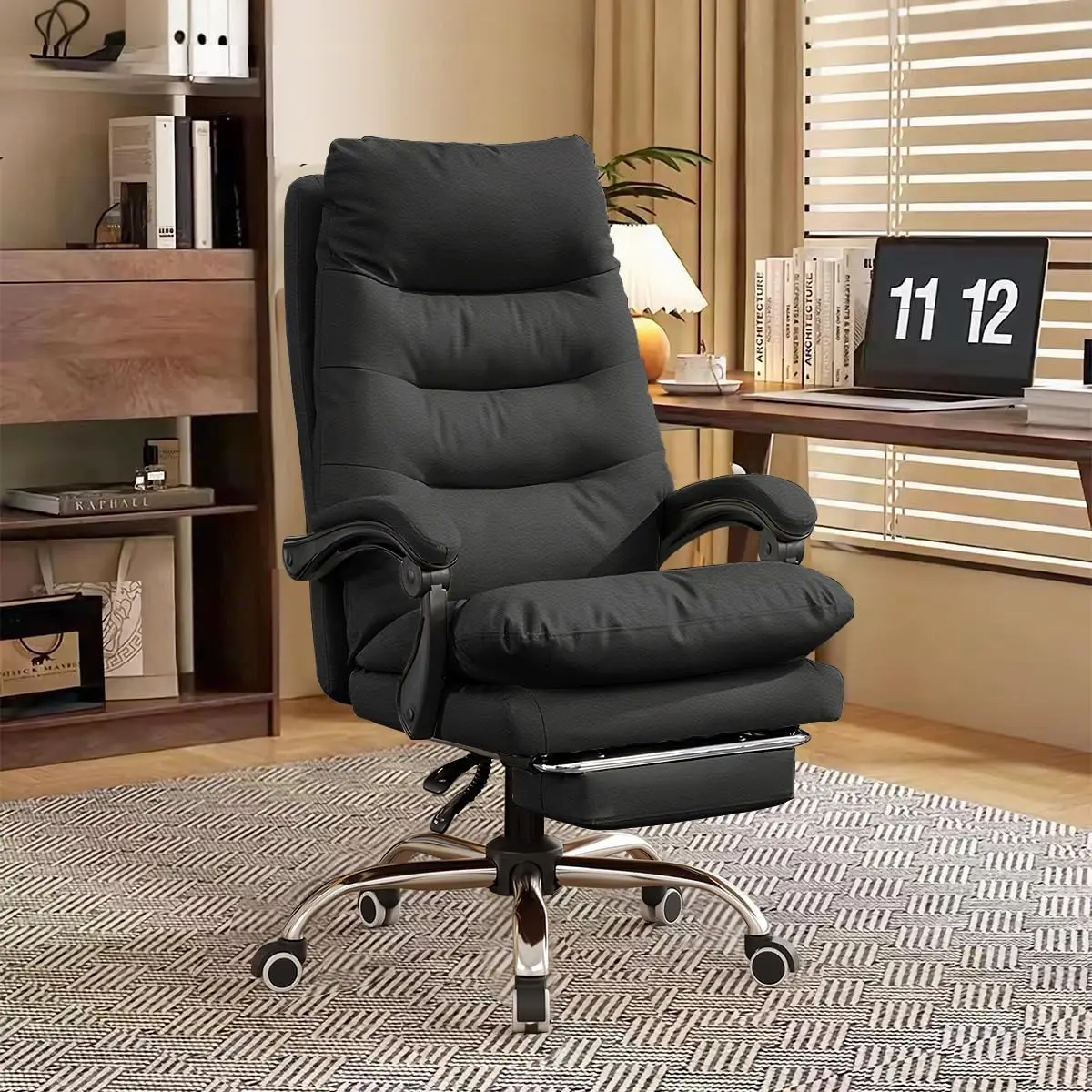 

High Ba Executive Desk Chair Comfortable Office Chair With Footrest Swivel Computer Gaming Chair